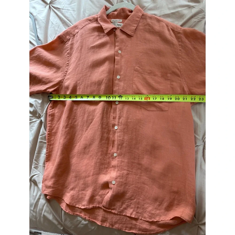 Vintage Banana Republic 100% Irish Linen Shirt Mens Medium Pink Safari Gorpcore